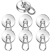 DIYMAG Magnetic Hooks, 110LBS Strong Heavy Duty Neodymium Magnet Hooks with Swivel Carabiner Hook,Great for Your Refrigerator and Other Magnetic Surfaces, Pack of 7