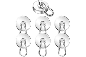 DIYMAG Magnetic Hooks, 110LBS Strong Heavy Duty Neodymium Magnet Hooks with Swivel Carabiner Hook,Great for Your Refrigerator and Other Magnetic Surfaces, Pack of 7