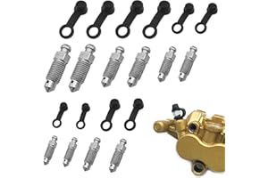 vesaneae 10 Pcs Hydraulic Brake Bleed Nipple Screw Assortment Kit, Brake Caliper Bleed Screws with Dust Caps for Motorcycle M