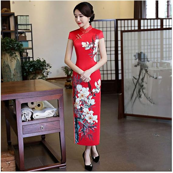 Amazon ノベルティ ファッション レディース ロングチャイナドレス 中国女性 レーヨン チーパオ ドレス ドレス ドレス Us サイズ Small ワンピース チュニック 通販