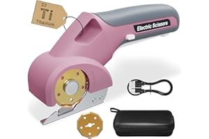 Virsin 4V 2000mAh Cordless Cardboard Cutting Tool, Electric Cutter for Cardboard with 2 Titanium Blades,LED & Safety Lock,Max Cutting1/4",Rotary Cutter for Fabric,Gifts for Men&Women - Pink