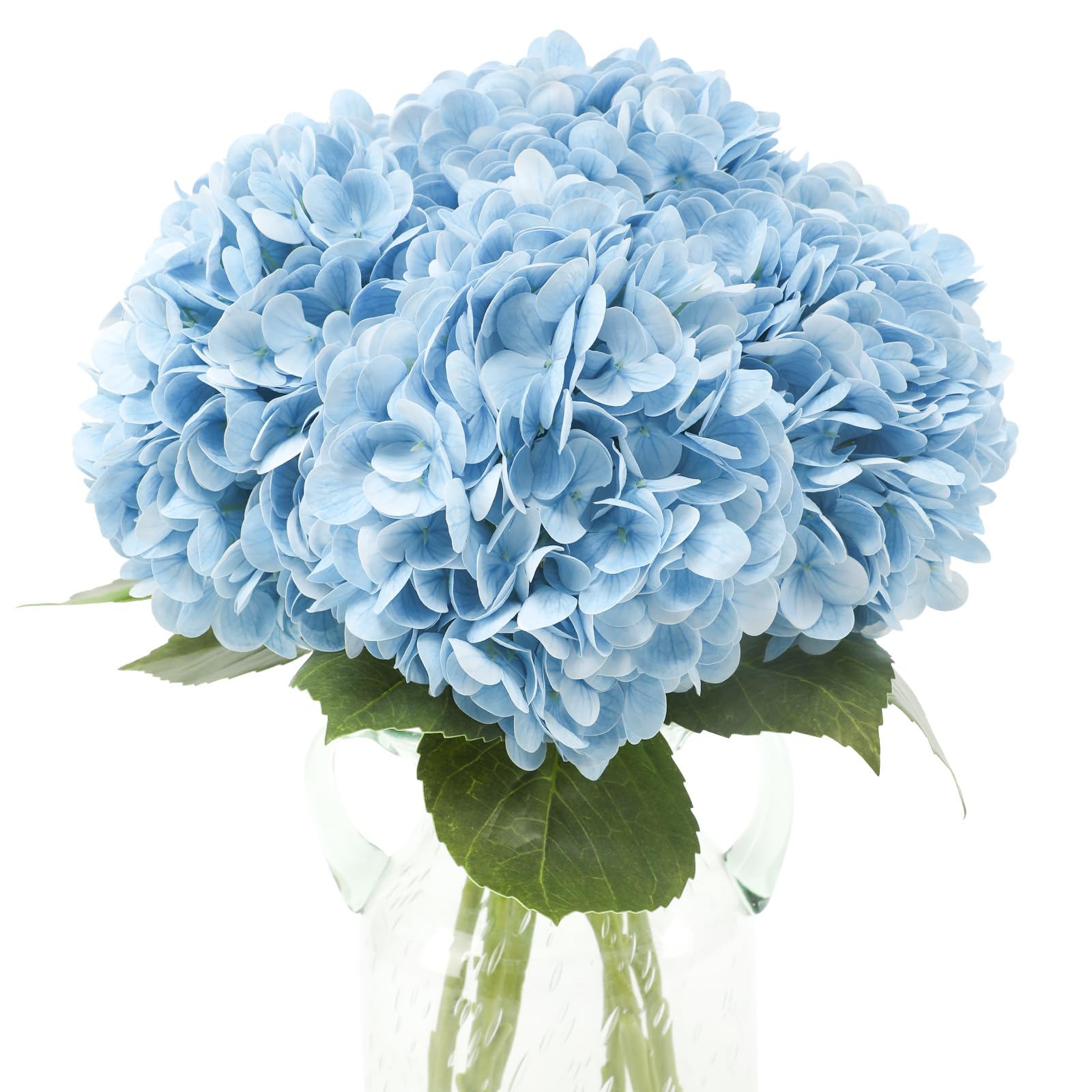 Kisflower 3pcs Latex Hydrangea Flowers - Real Touch Artificial Flower Fake Hydrangea Bouquet Flowers with Stems for Wedding Party Office Home Decoration(Blue)