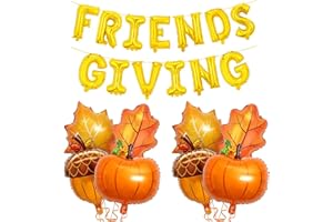 DECGOL Fall Friendsgiving Balloons Banner Large Premium Foil Pumpkin Maple Leaf Pinecone for Autumn Thanksgiving Friends Party Baby Shower Birthday Backdrop