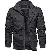 EKLENTSON Men's Winter Jacket with Multi Pockets Zip Front Thick Thermal Fleece Lined Coat Work Cargo Jacket for Men
