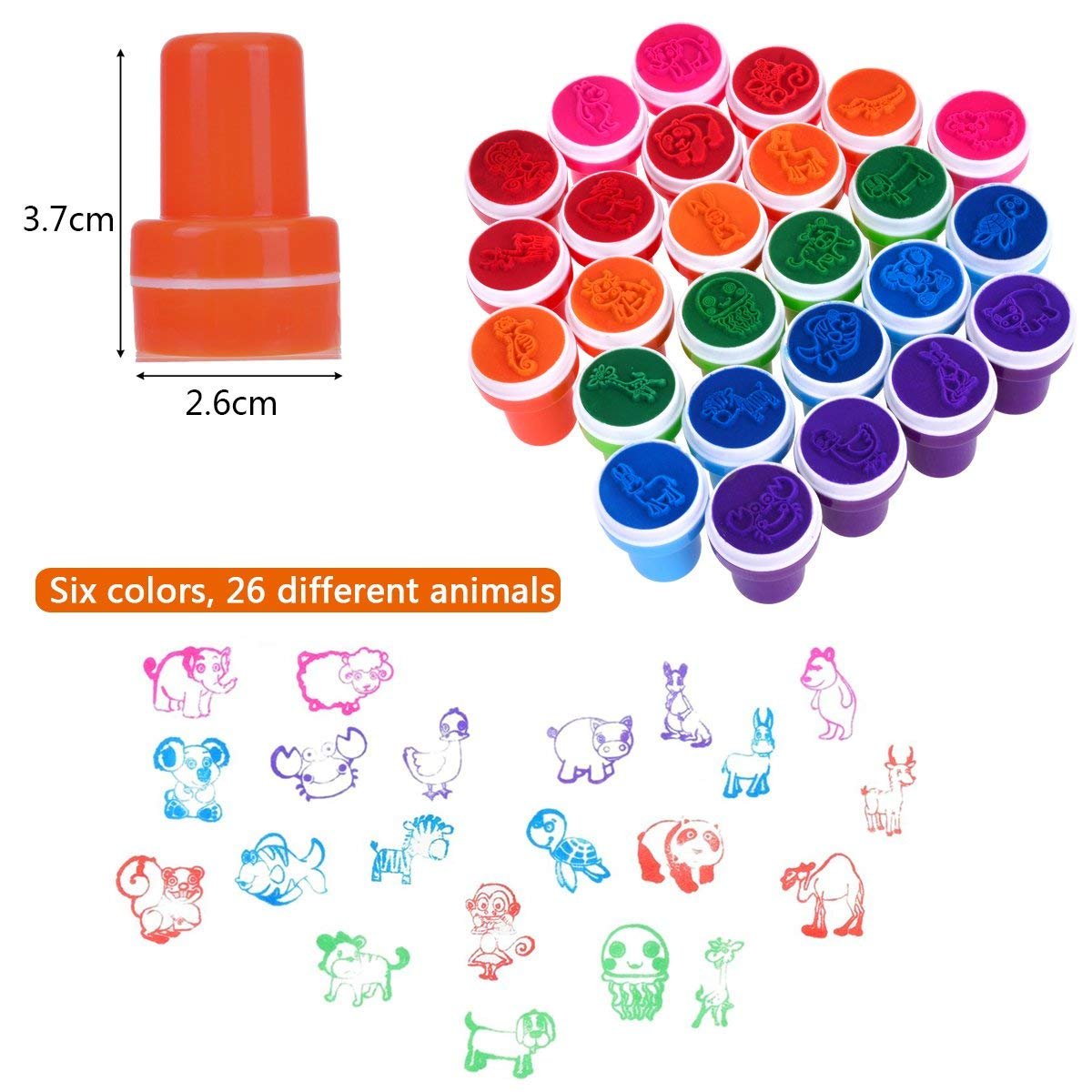 Morkia Timbri Giocattolo, 26pcs Timbri Bambini Francobolli Animali Francobolli di inchiostrazione Stampini e Timbri per Bambini,Ottimo Pensierino per Le Feste di Compleanno dei Bimbi