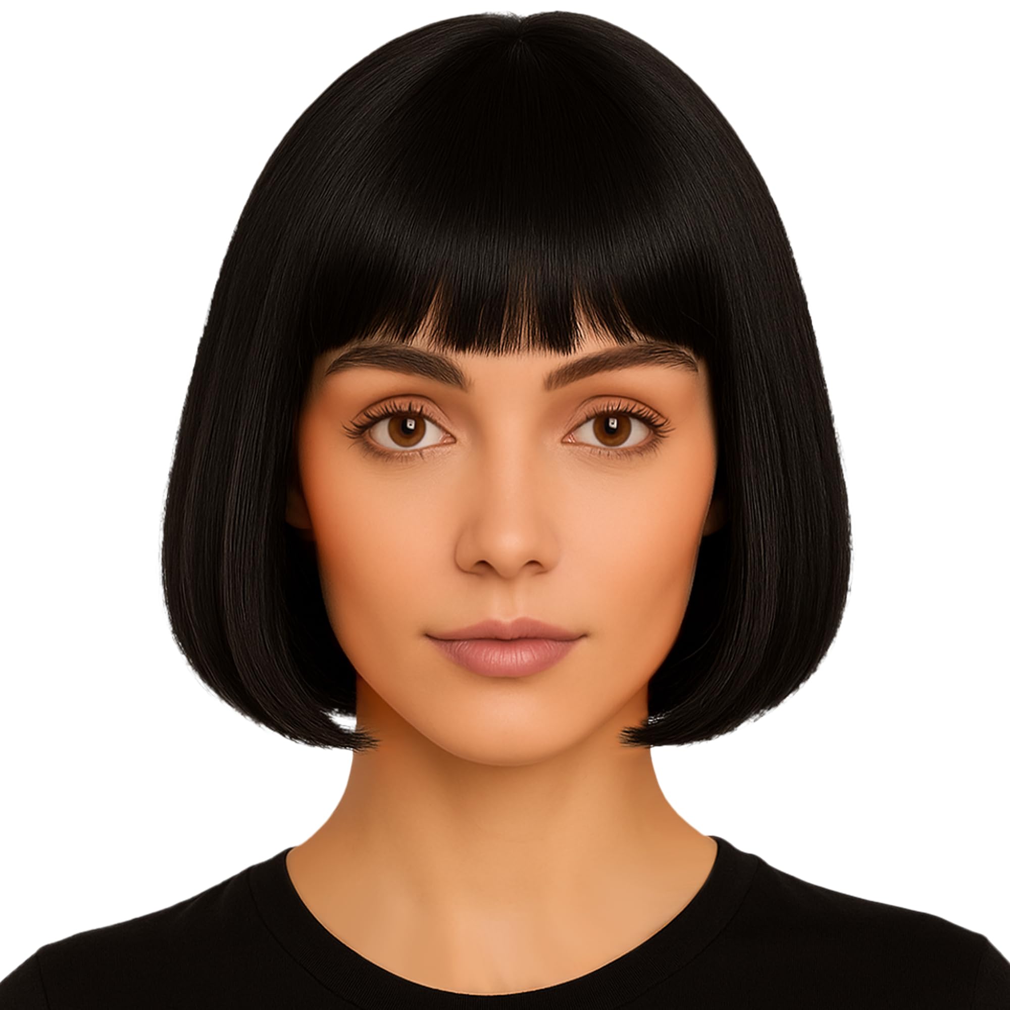 Short Bob Wigs for Women Fancy Dress - 12 Inch Synthetic Short Hair Wigs for Women - Ladies Bob Straight Hair as Anime Cosplay, Halloween Costume Accessories, 70s and 80s Fancy Dress Accessories