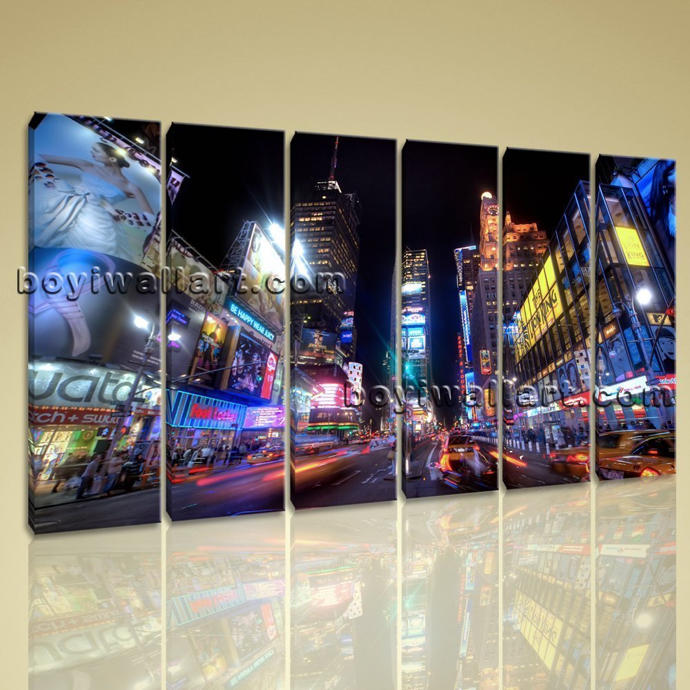 Huge Wall Art Print Canvas New York Poster Time Square At