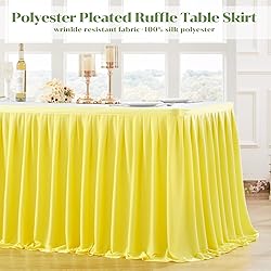 Partisky Yellow Polyester Table Skirt for Rectangle