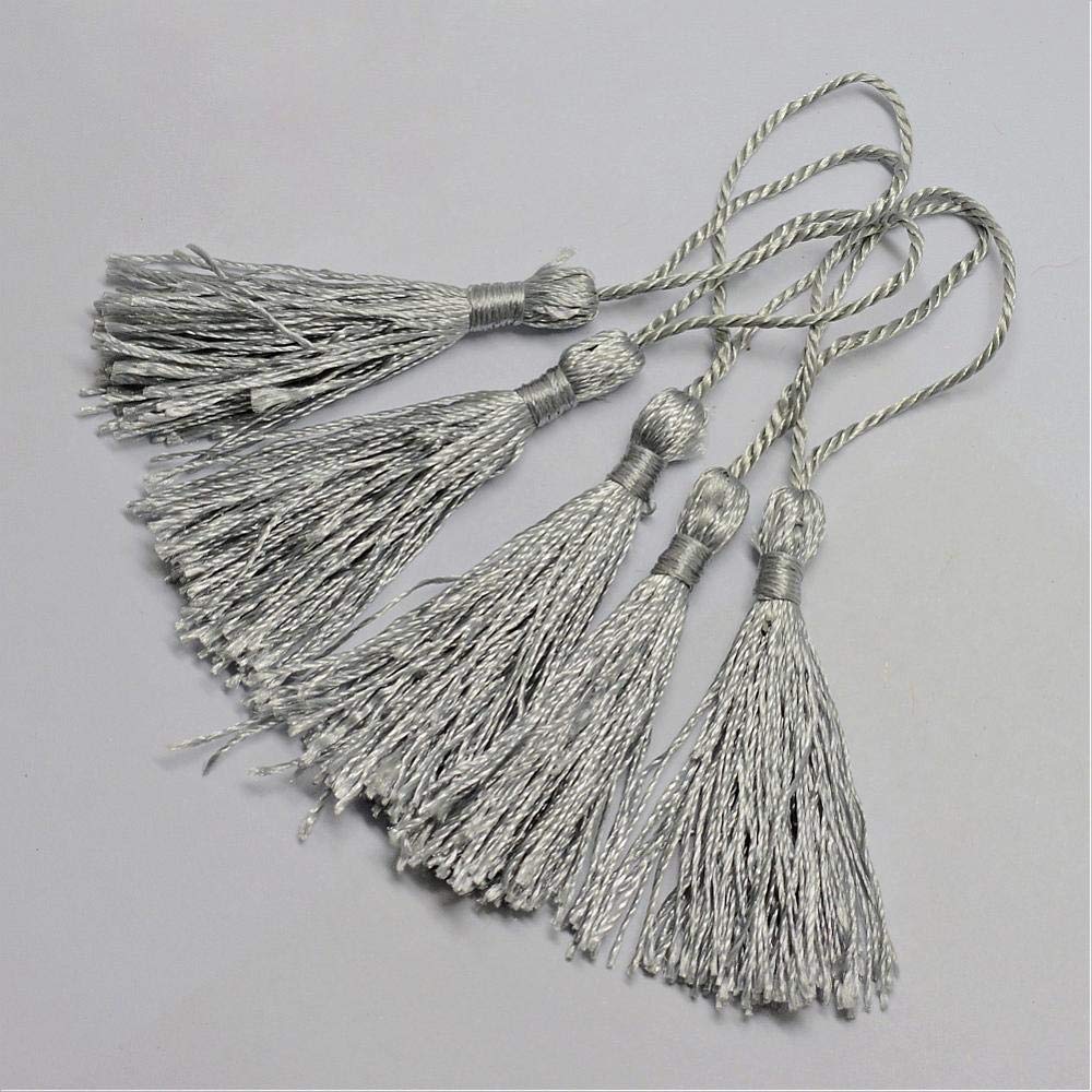 50 x Silver Silky 13.5cm Crafts Making Tassels - Bookmarks, Scrapbooking and Cardmaking