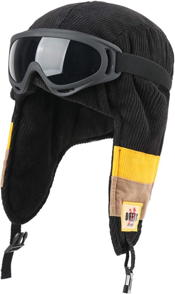 Winter Warm Pilot Hat Ski Trucker Hat with Ear Flaps and Strap Fits Men