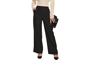 FUNYYZO Wide Leg Pants Women's High Elastic Waisted in The Back Business Work Trousers Long Straight Suit Pants