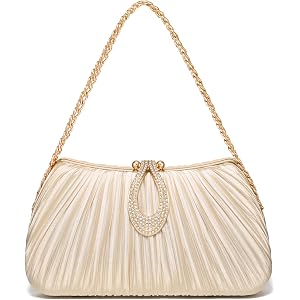 Gold Clutch Purses for Women, Evening Crossbody Bag, Handbag for Party | CHUNLI Fomal Evening Bag, Womens Clutches with Chain