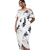 City Chic Women's Cocktail Dress-Floral Drape Midi