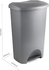 Addis Eco 50 Litre Plastic Pedal Bin Light Grey Recycled UK Made view 3