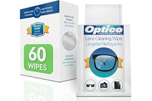 Optico Premium Lens Cleaning Cloths - Quality Cleaner for Eye Glasses, Small Screens, and Cameras Lenses - Pre-Moistened, Str