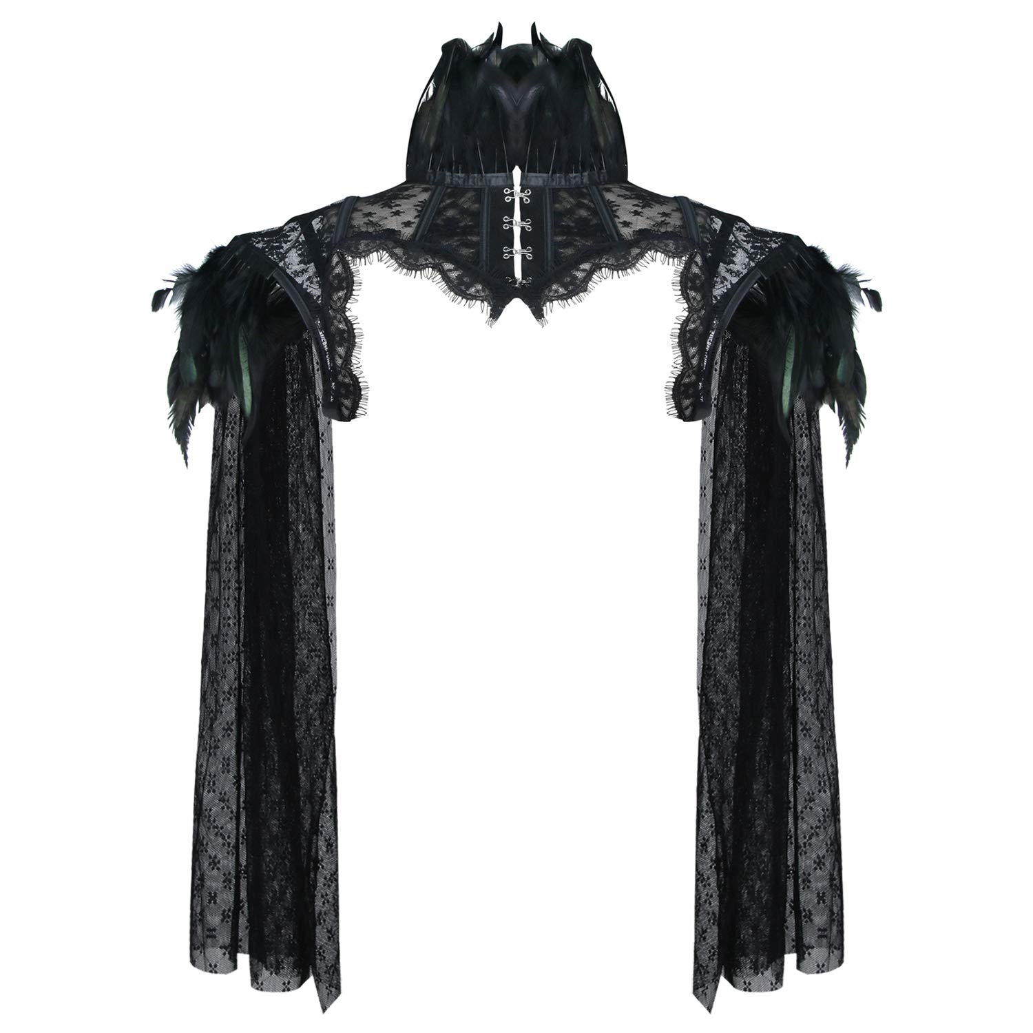 Charmian Women's Steampunk Gothic Accessories Lace Feather Bolero Jacket Shrug