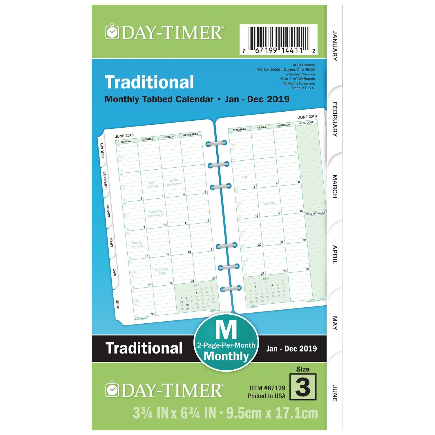 2019 Classic Small Day Timer Planner Refill Portable Size Two Pages Per