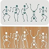 FINGERINSPIRE Skeleton Dancer Stencil 11.8x5.9 inch Halloween Skull Stencil | Gothic Stencils for Painting Reusable Dancing Skeletons Stencils Template for Wall Border Furniture Wood Home Craft Decor