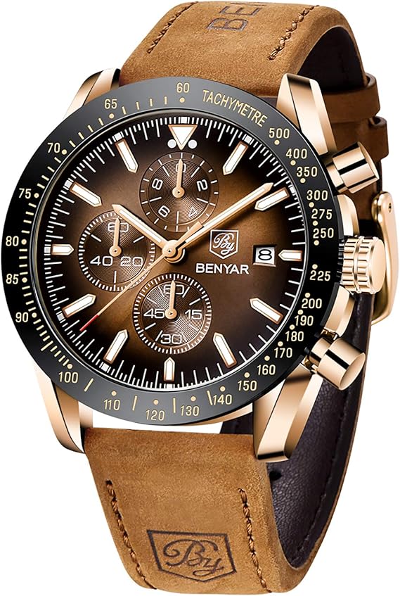 Watches for Men BENYAR Chronograph Waterproof Analog Display Quartz