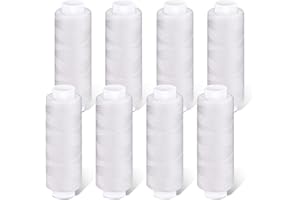 Bupete 8 Rolls White Sewing Thread, 200 Yards Each Roll Thread for Sewing Machine, Polyester Thread Sewing Machine for Embroi
