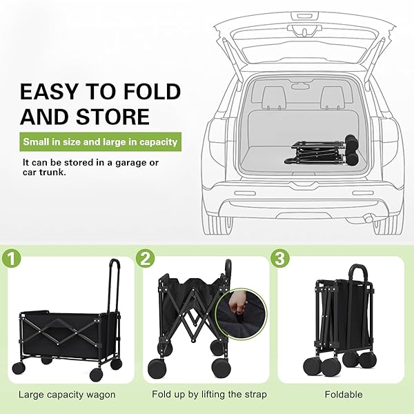 HEAVY-DUTY 2-TIER FOLDING SHOPPING CART WITH WHEELS – DOUBLE-LAYER WATERPROOF GROCERY & UTILITY WAGON, PORTABLE DESIGN FOR LAUNDRY, STORAGE AND TRANSPORT, 150LB CAPACITY (XX-LARGE)