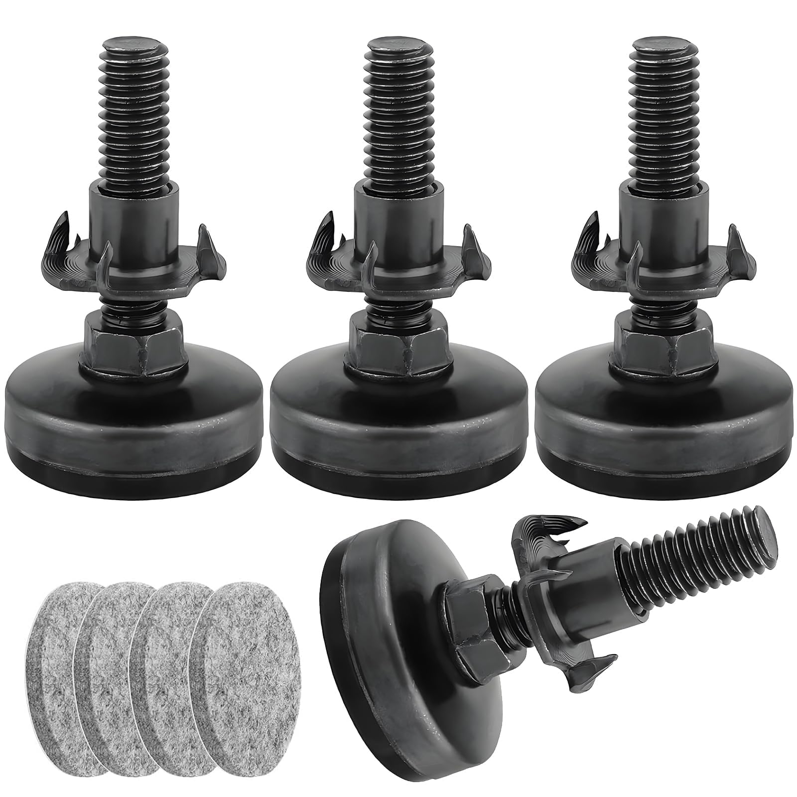 GIONAR 4 Pcs Adjustable Furniture Feet, T- Nut Kit 3/8”-16 Thread, Heavy Duty Leveling Feet for Tables, Chairs, Cabinets, Sofa Raisers, Supports 1320LBs, Adjustable Table Legs