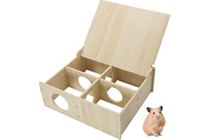 Yasdyri Hamster and Mouse Wooden Tunnel Cage Secret Peep Shed Chamber Hideout & Tunnel Exploring Toys