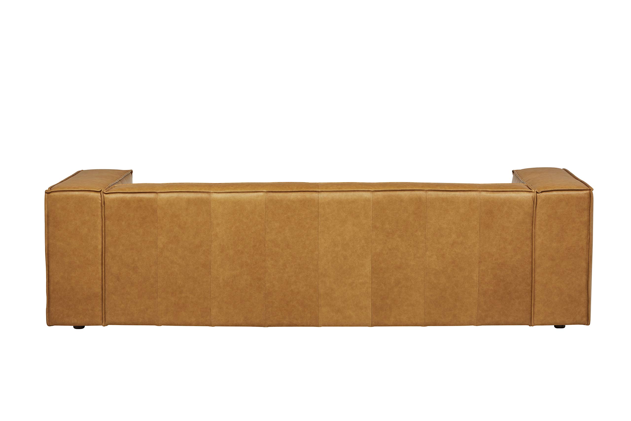 Rivet Thomas Modern Leather Sofa Couch, 101.2", Caramel Pricepulse