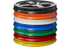 CONSOLIDATED PLASTICS Gamma Seal Lids for 3.5, 5, 6 and 7 Gallon Buckets – Combo of 7 colors – Food Grade BPA Free Reusable Lids, Made in USA