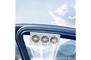 Torcarvh Car Solar Powered Window Exhaust Fan Vehicle Ventilation Fans Car Radiator Cooling Fan Cars Window Vent with Three Air Outlets (White)