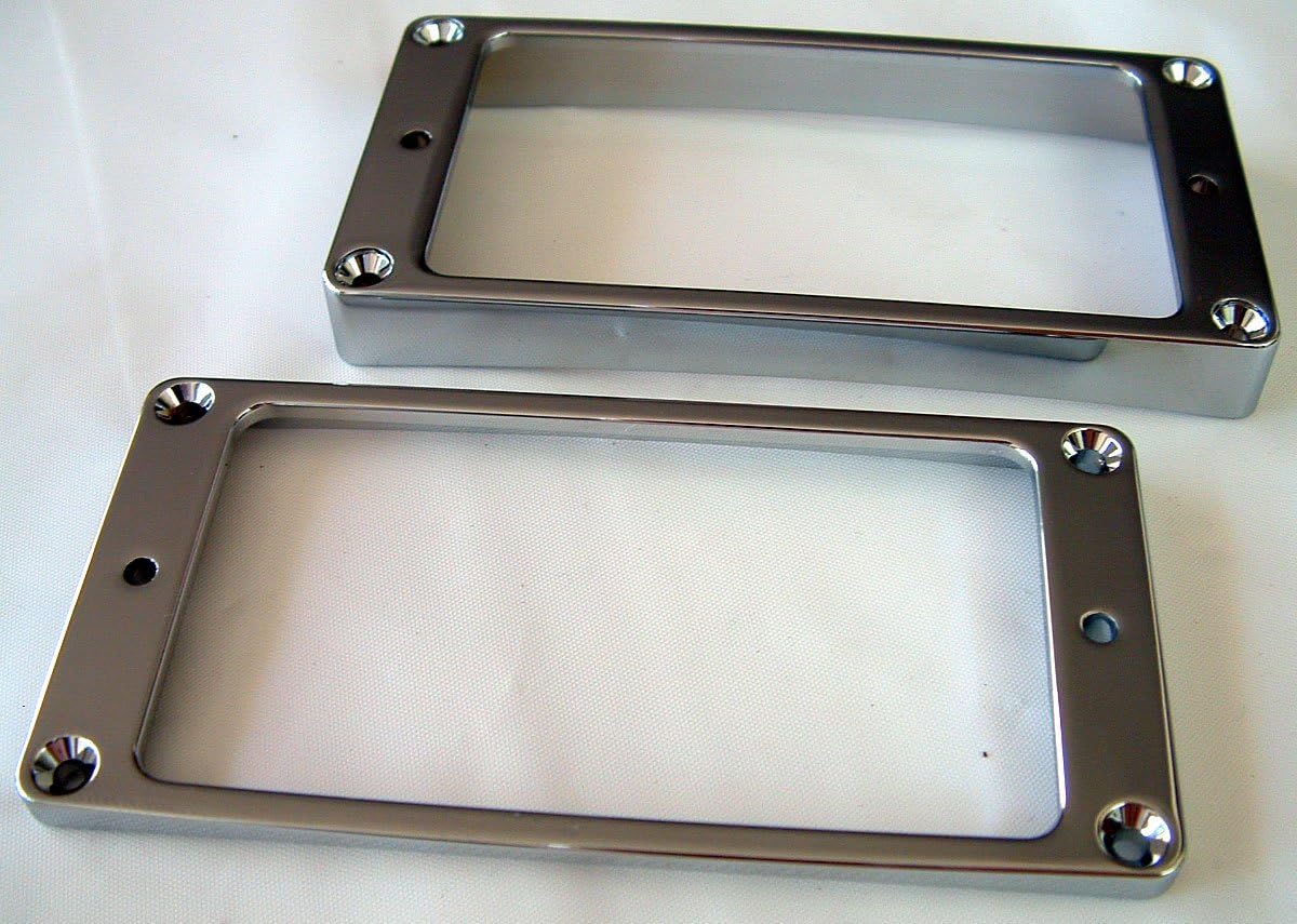 SET OF 2 CHROME HUMBUCKER METAL PICKUP RINGS FITS ARCHED