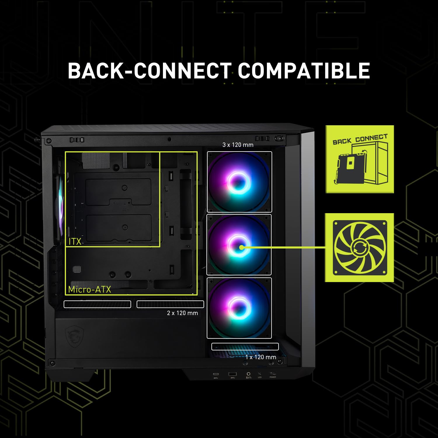 MSI MAG PANO M100R PZ - Premium Mid-Tower Gaming PC Case - Tempered Glass Side Panel - ARGB 120mm Fans - Liquid Cooling Support up to 360mm Radiator - Vented Front Panel