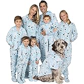 Frosty Winter Family Matching Footed Pajamas - Adult Hoodie Fleece One Piece - Medium Plus Size/Wide (Fits 5'8-5'11")