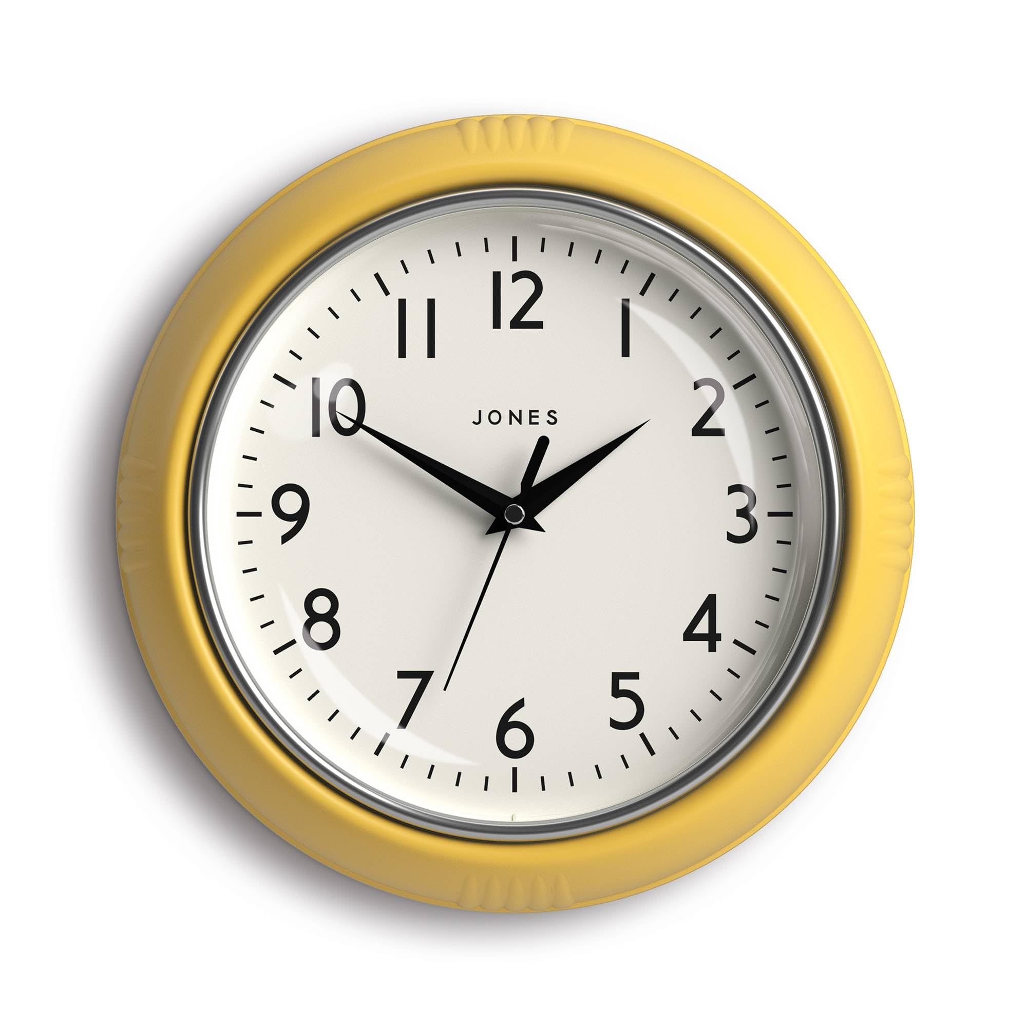 Jones Clocks® Ketchup wall clock | Retro round clock | 25cm | Yellow | Easy to read numbers | Perfect for kitchen or office — image 1