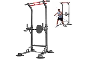 soges Power Tower Pull Up Bar Station, Dip Station for Home Gym, Height Adjustable Heavy Duty Strength Home Training Fitness 