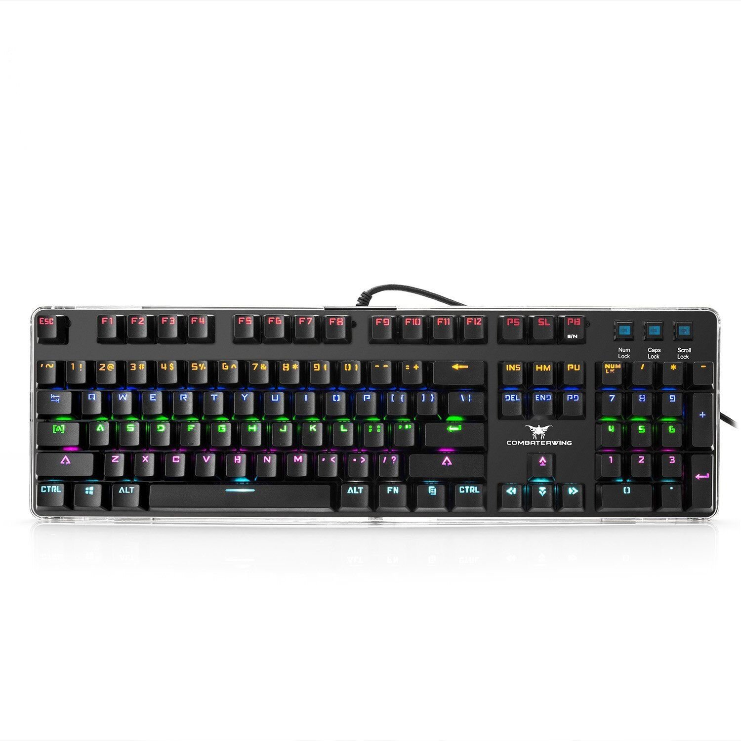 Combaterwing Teclado Gaming Mecánico con Cable de 104 Teclas con Retroiluminación RGB y Switches Blue(Negro)