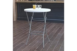 Flash Furniture 32" Round Folding Bar Height Tables for Parties and Commercial Events, Indoor/Outdoor Plastic Bar Height Folding Tables, Set of 4, White