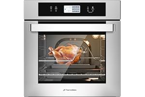 24" Electric Wall Oven, ThermoMate 2.6 Cu.Ft. Built-in Wall Oven with 12 Functions, 3100W Convection Ovens, Sensor Touch Control, Safety Lock, Stainless Steel, ETL Certified