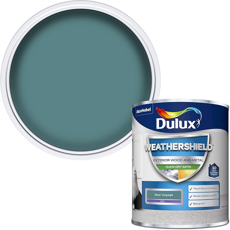 Dulux Weathershield Quick Dry Satin Paint Teal Voyage 750ml