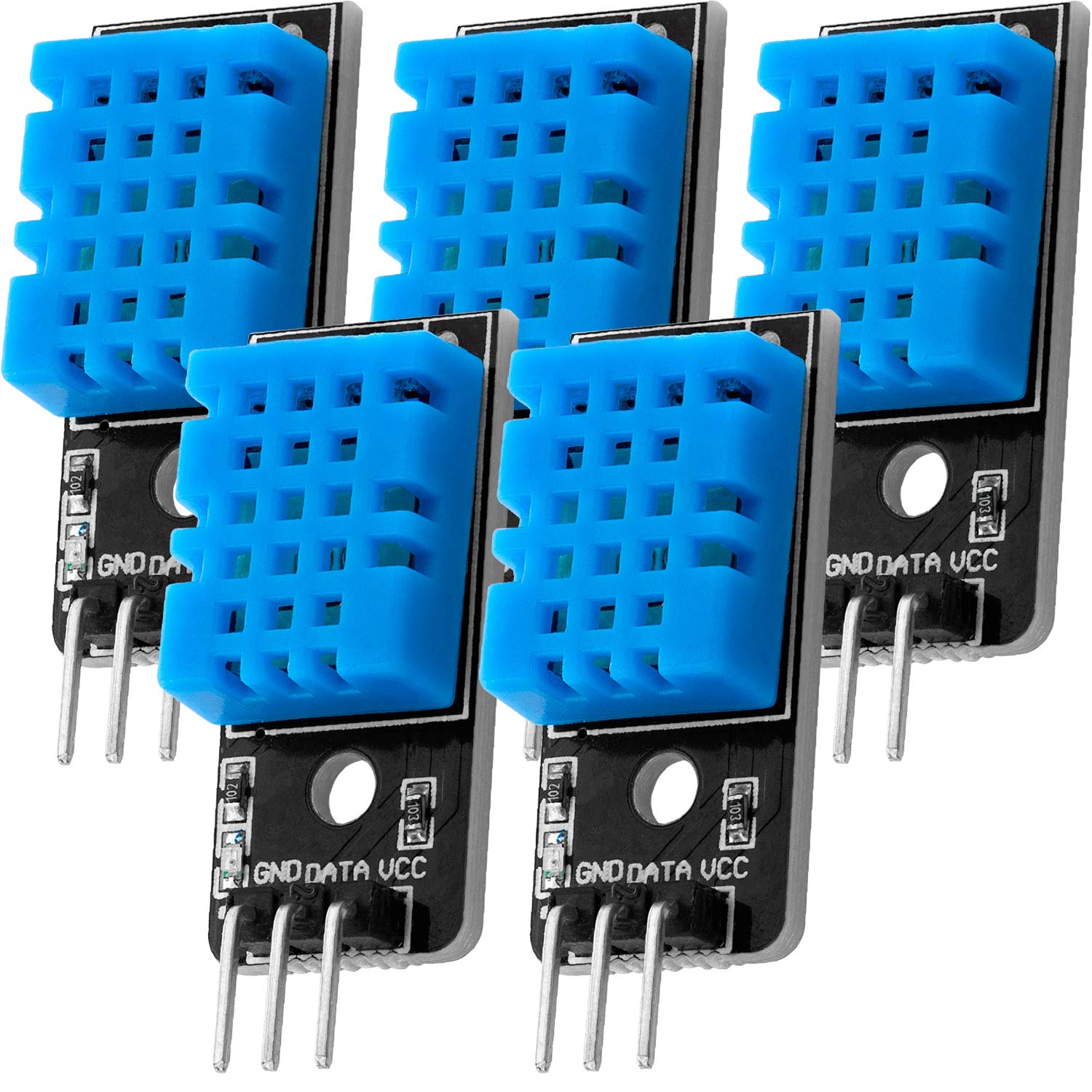 AZDelivery 5 x KY-015 DHT11 DHT-11 3 Pin Digital Temperature and Relative Humidity Sensor Module 3.3V 5V compatible with Arduino Including E-Book!