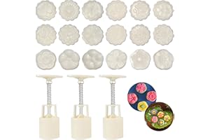 21 Pieces Bath Bomb Mold Kit, MaehSab 3 Pcs Round Bath Bombs Press with 18 Flower Pattern Stamps for Making DIY Bath Bombs To