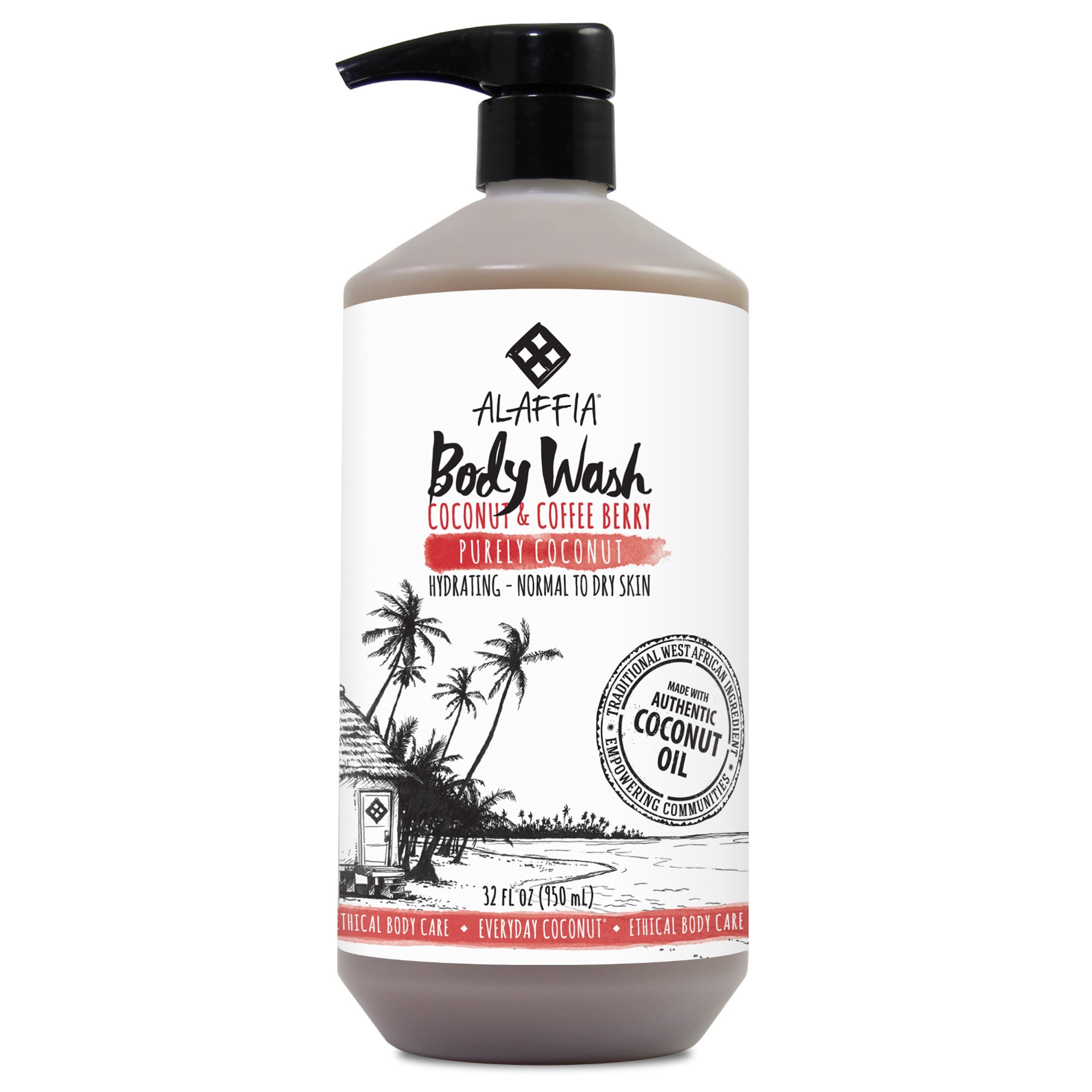 Alaffia - EveryDay Coconut - Hydrating Body Wash, Purely Coconut, 32 Ounces (FFP)