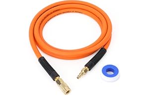 FYPower Air Compressor Whip Hose 3/8 Inch x 10 Feet Lead in Hybrid Hose with Fittings, Flexible and Kink Resistant, 1/4" Industrial Quick Coupler and Plug Kit
