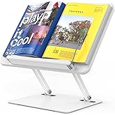 BESIGN BS01 Book Stand for Reading, Adjustable Book Holder, Ergonomic Laptop Stand with Elastic Page Clips for Music Scores, 