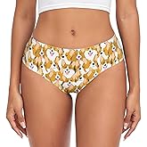 Dallonan Women's Underwear Brief Breathable Soft Knickers Dog Corgi Breed Animal Pattern X-Large Multi