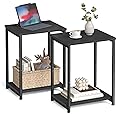 VASAGLE Side Tables Set of 2, Small End Table, Nightstand for Living Room, Bedroom, Office, Bathroom, Black ULET272B16