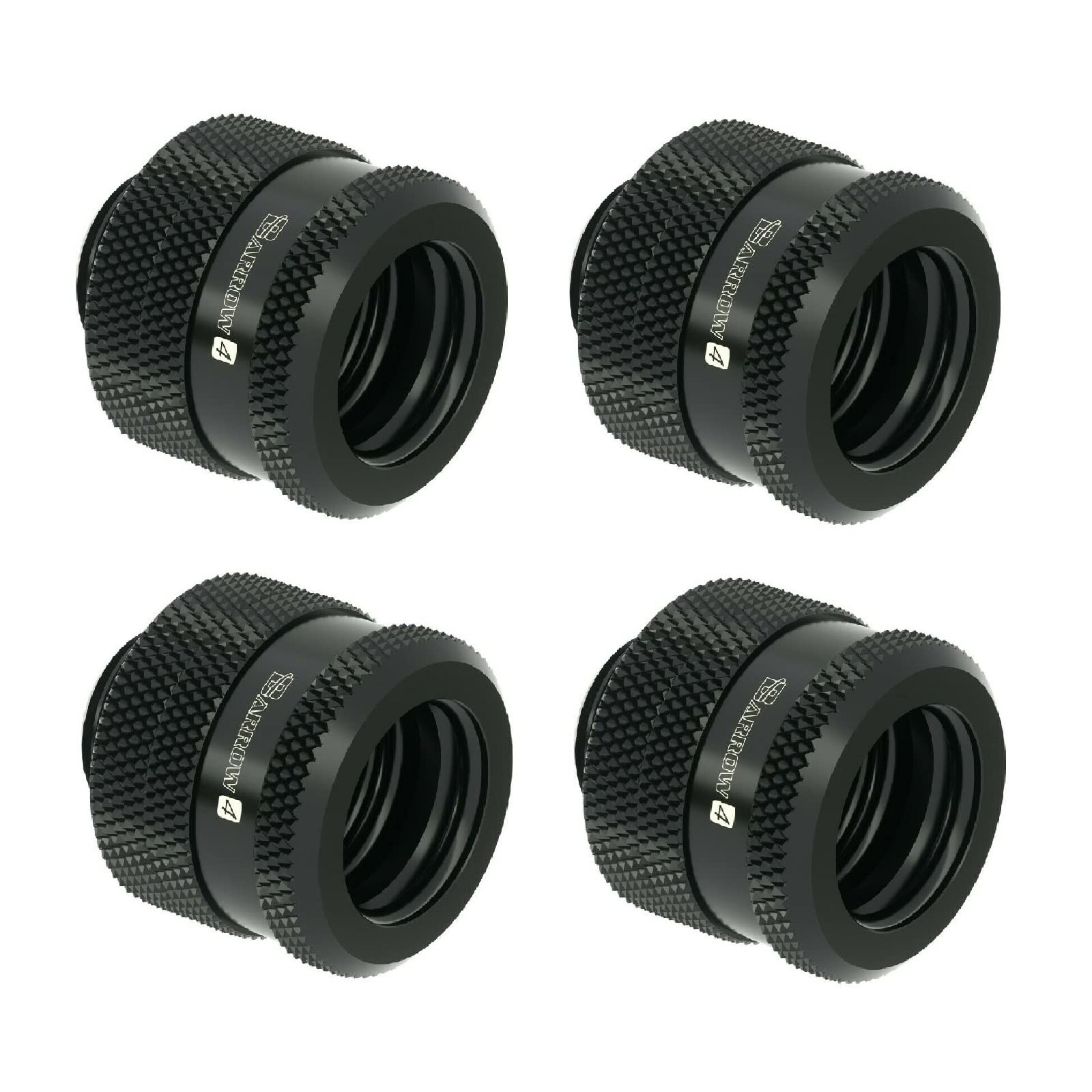 Barrow G1/4" to 14mm Hard Tubing Compression Fitting, Black, 4-Pack