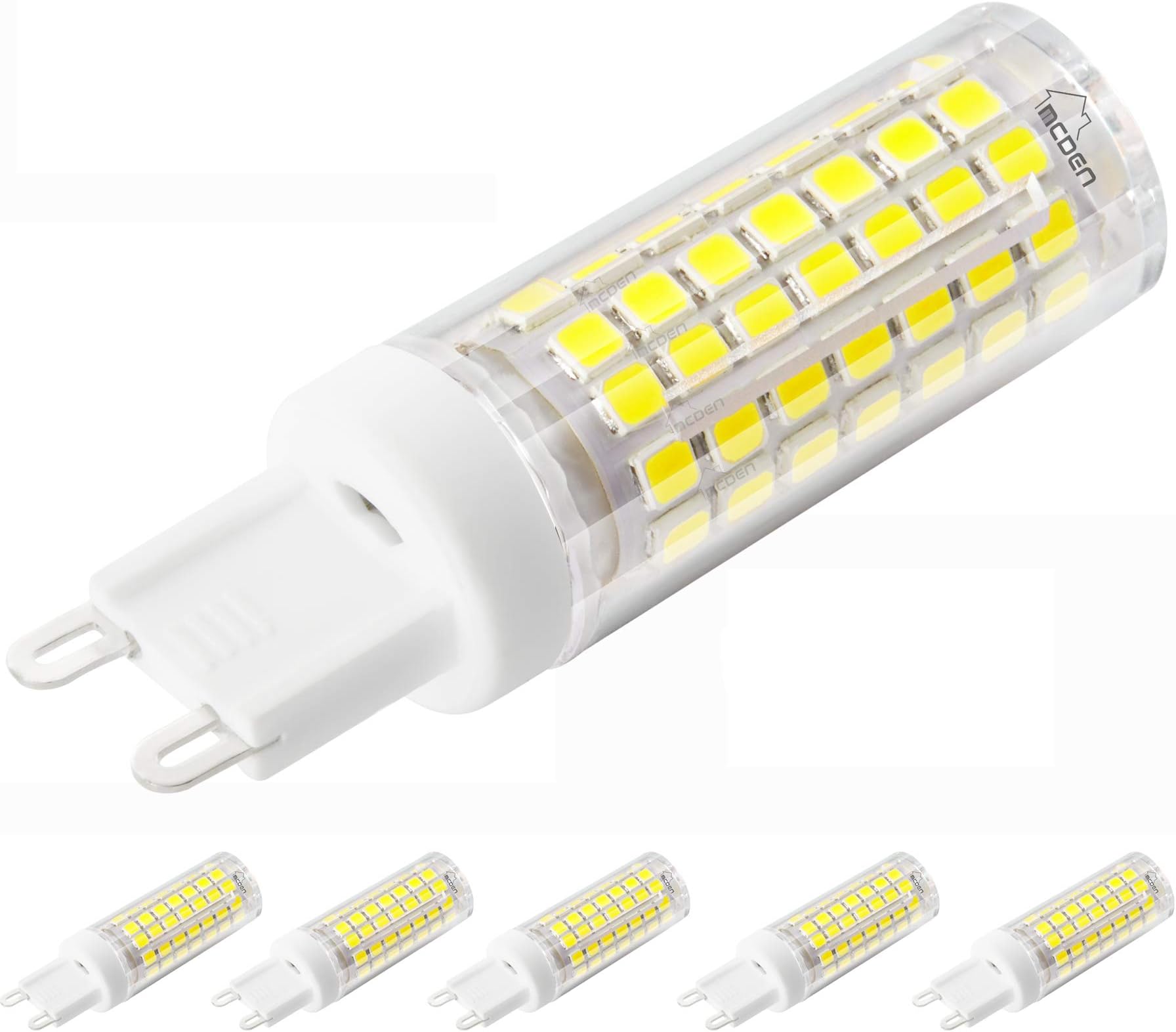 G9 Base 6W LED Light Bulb Equivalent to 70W Halogen Lamp Replacement AC 100V-265V Stable Current No Flicker Non-Dimmable Pack of 5 (Daylight 6000K)