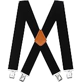 Doloise Men's Suspenders X Back 2 Inches Wide with Extra Heavy Clips Adjustable Braces for Men Suspender