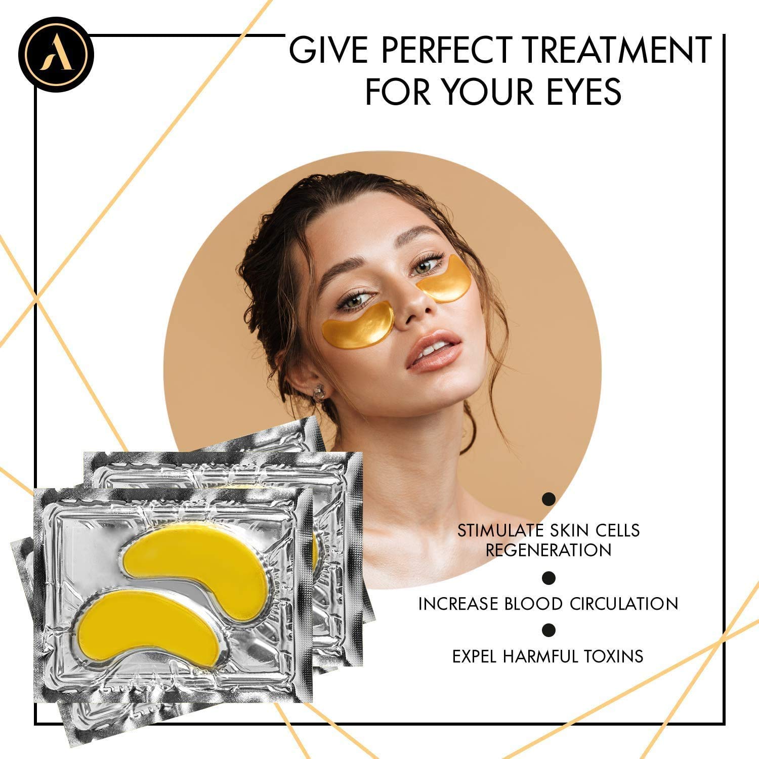 ALLUREY 24K Gold Collagen Eye Mask, Best Eye Treatment, Anti-aging and Anti-wrinkle Effect, Moisturizes, Reduces Puffiness and Dark Circles, Under Eye Patches (15 Pairs) : Beauty